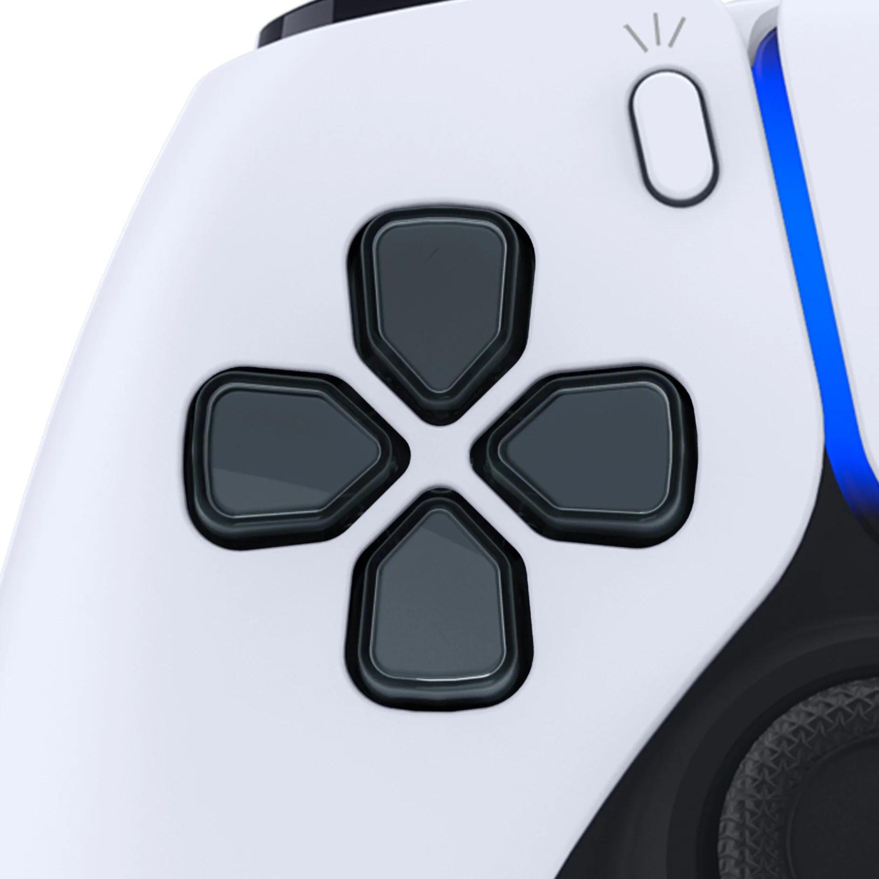eXtremeRate Replacement No Letter Imprint Two-Tone Dpad Action Buttons for PS5 Controller - Gray & Clear - Image 5