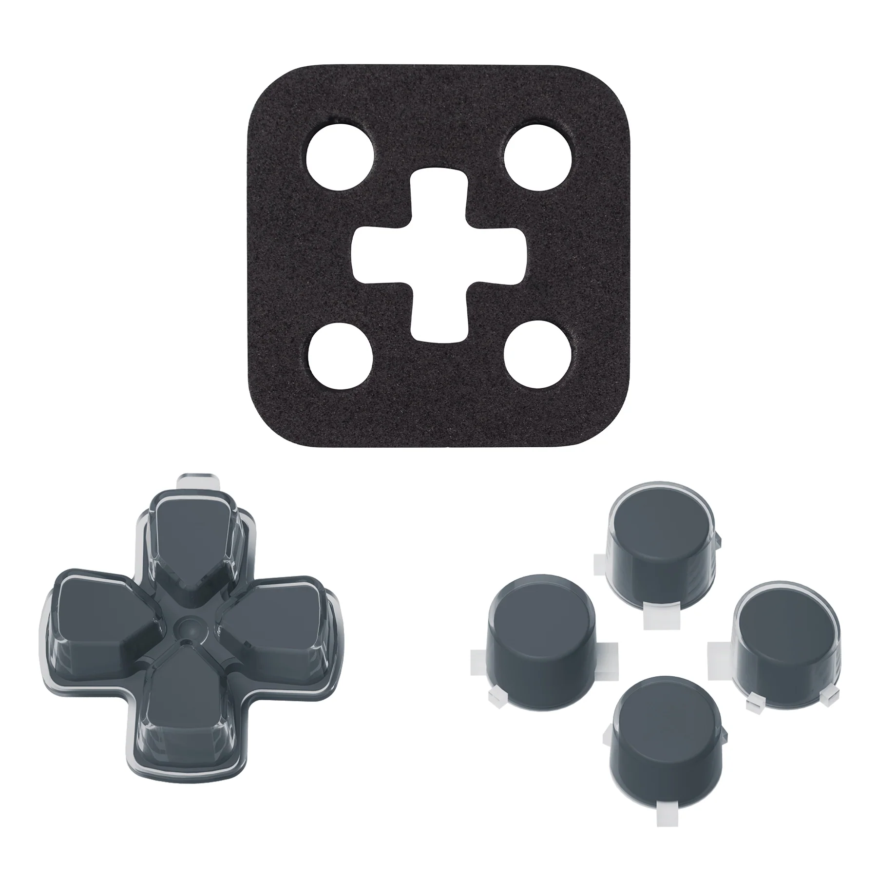 eXtremeRate Replacement No Letter Imprint Two-Tone Dpad Action Buttons for PS5 Controller - Gray & Clear - Image 7