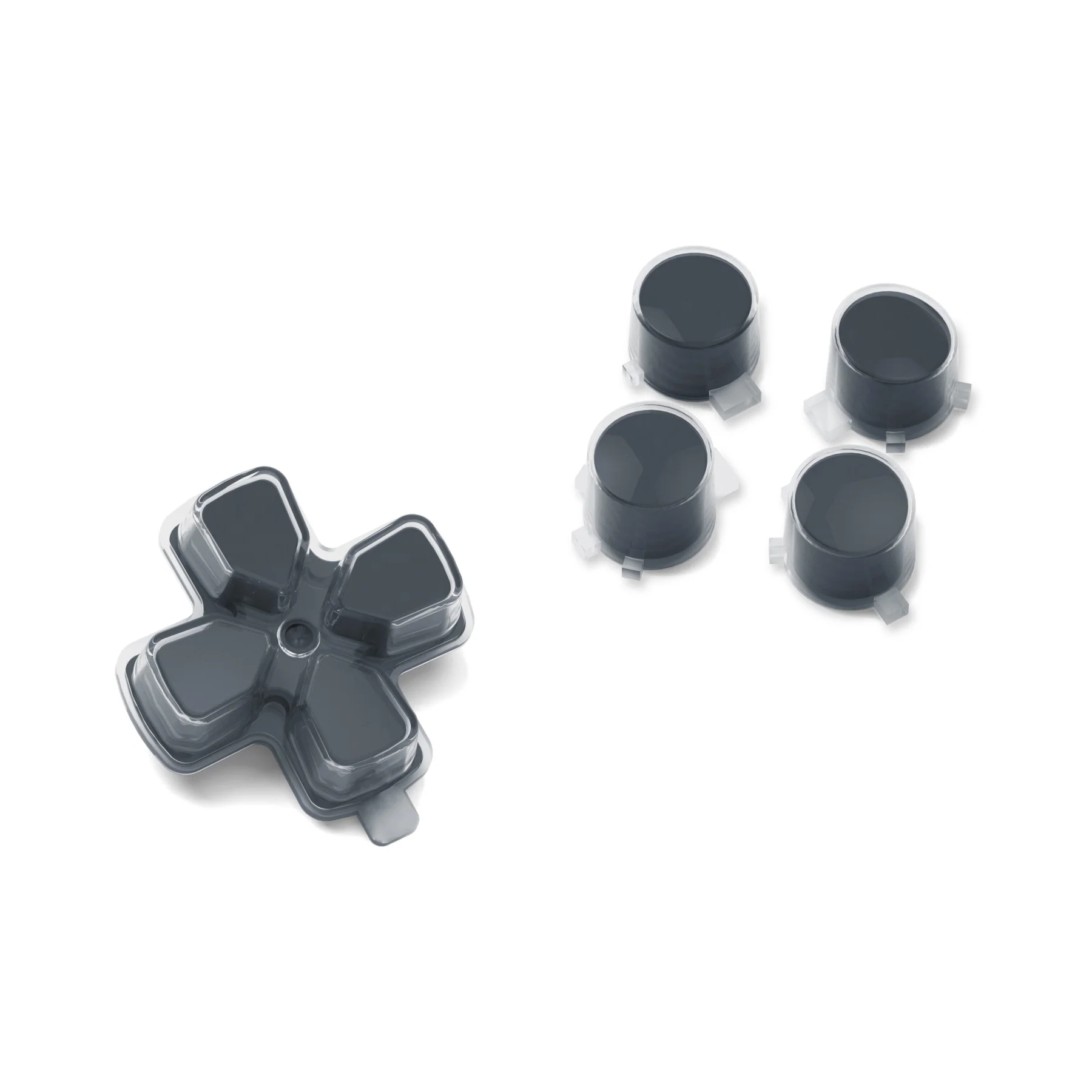eXtremeRate Replacement No Letter Imprint Two-Tone Dpad Action Buttons for PS5 Controller - Gray & Clear - Image 8