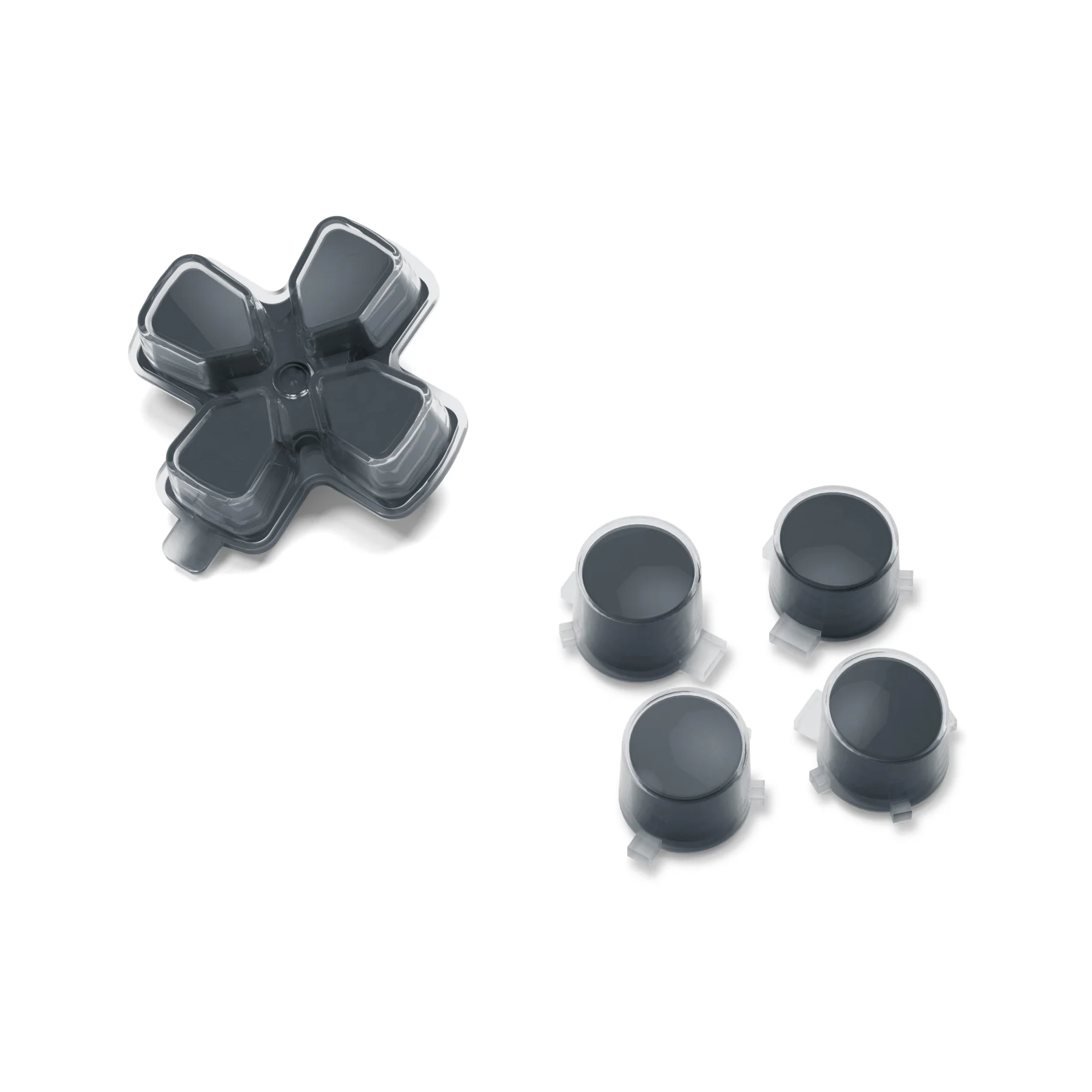 eXtremeRate Replacement No Letter Imprint Two-Tone Dpad Action Buttons for PS5 Controller - Gray & Clear - Image 9