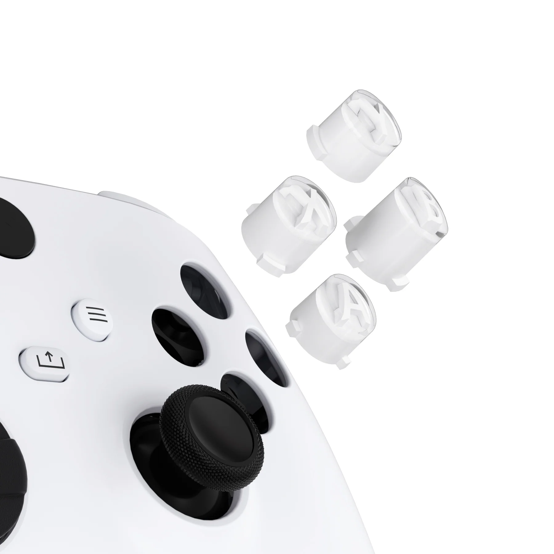 eXtremeRate Two-Tone ABXY Action Buttons with Classic Symbols for Xbox Series X/S Controller & Xbox One X/S & Xbox One Elite V1/V2 Controller - Robot White & Clear - Image 4