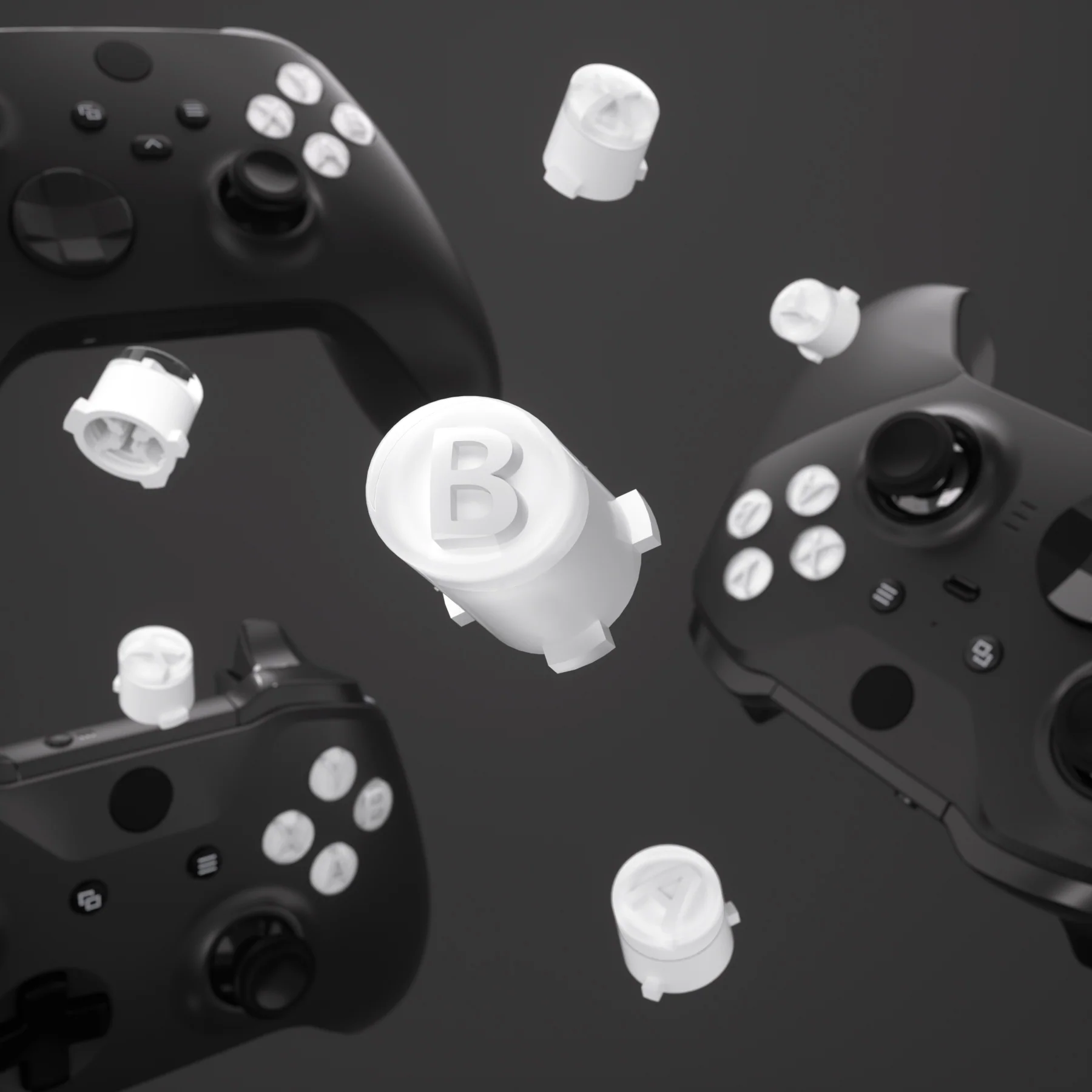 eXtremeRate Two-Tone ABXY Action Buttons with Classic Symbols for Xbox Series X/S Controller & Xbox One X/S & Xbox One Elite V1/V2 Controller - Robot White & Clear - Image 5