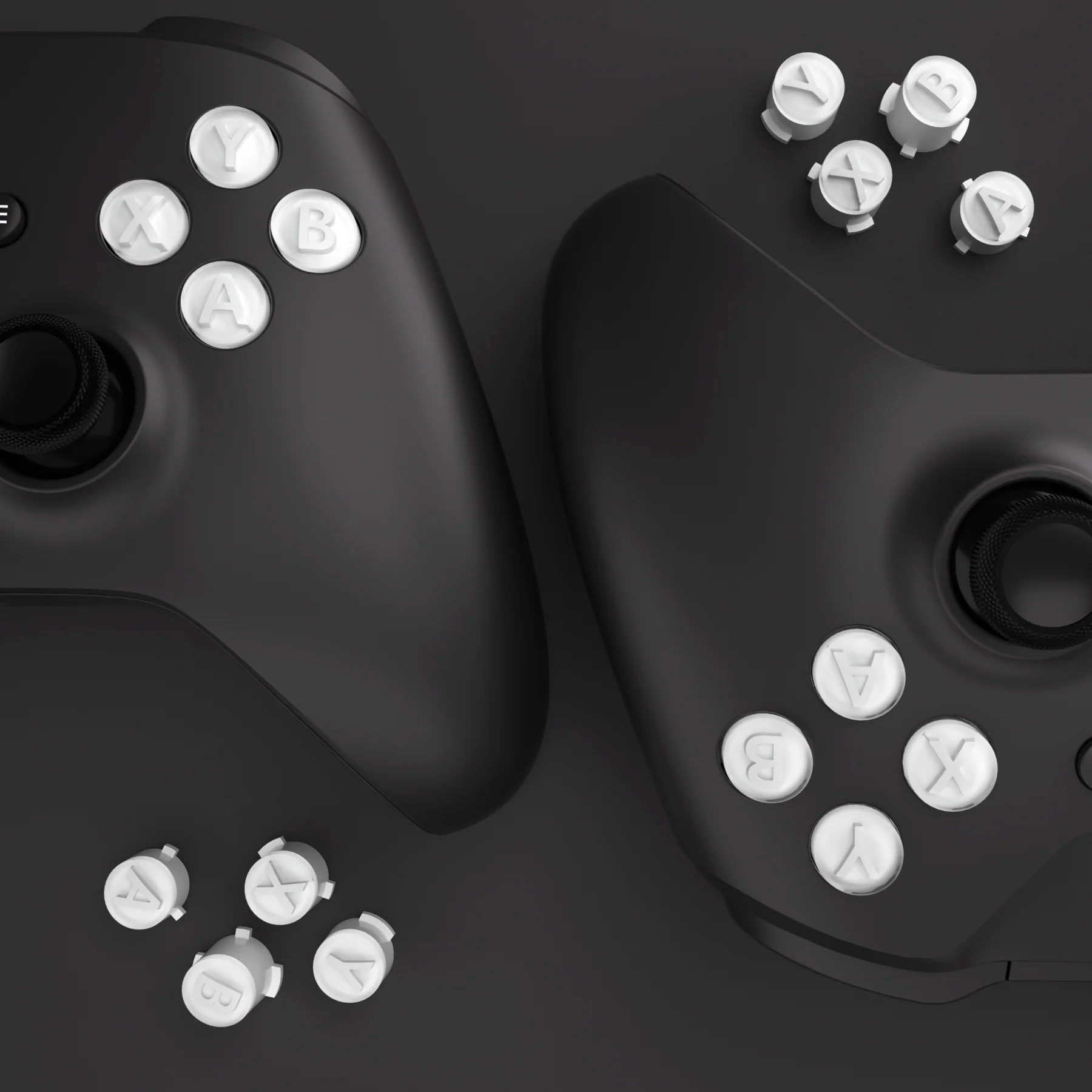 eXtremeRate Two-Tone ABXY Action Buttons with Classic Symbols for Xbox Series X/S Controller & Xbox One X/S & Xbox One Elite V1/V2 Controller - Robot White & Clear - Image 6