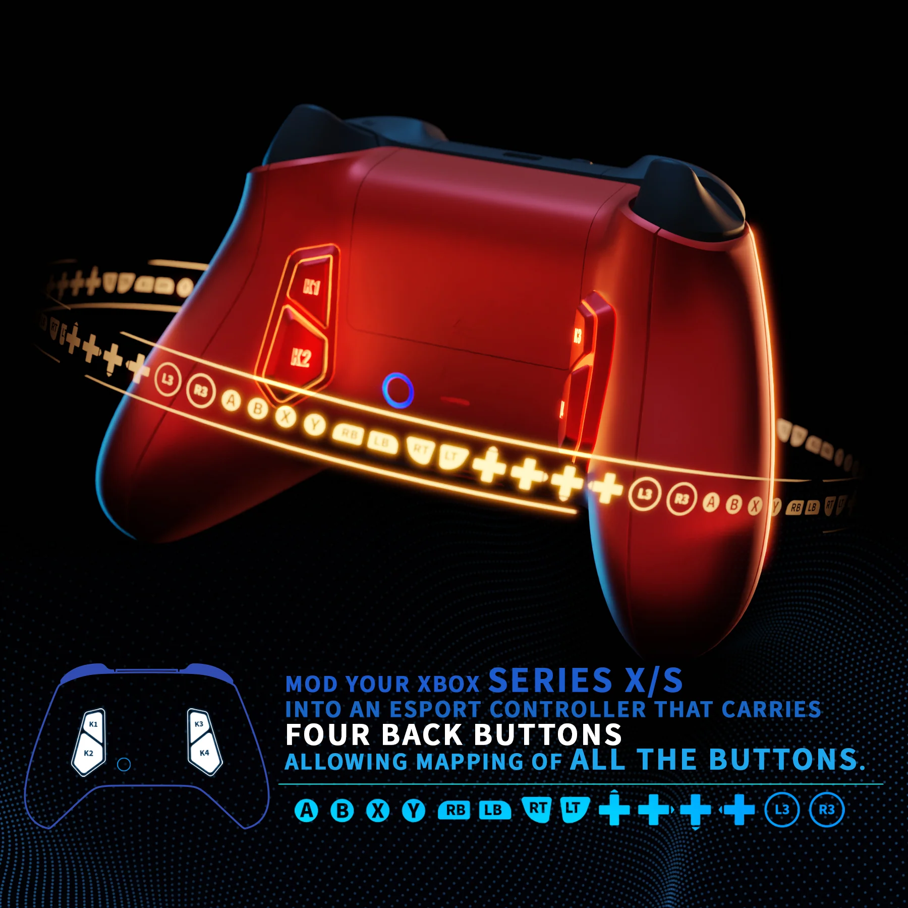 eXtremeRate VICTOR X Remap Kit for Xbox Series X & S Controller - Scarlet Red - Image 5