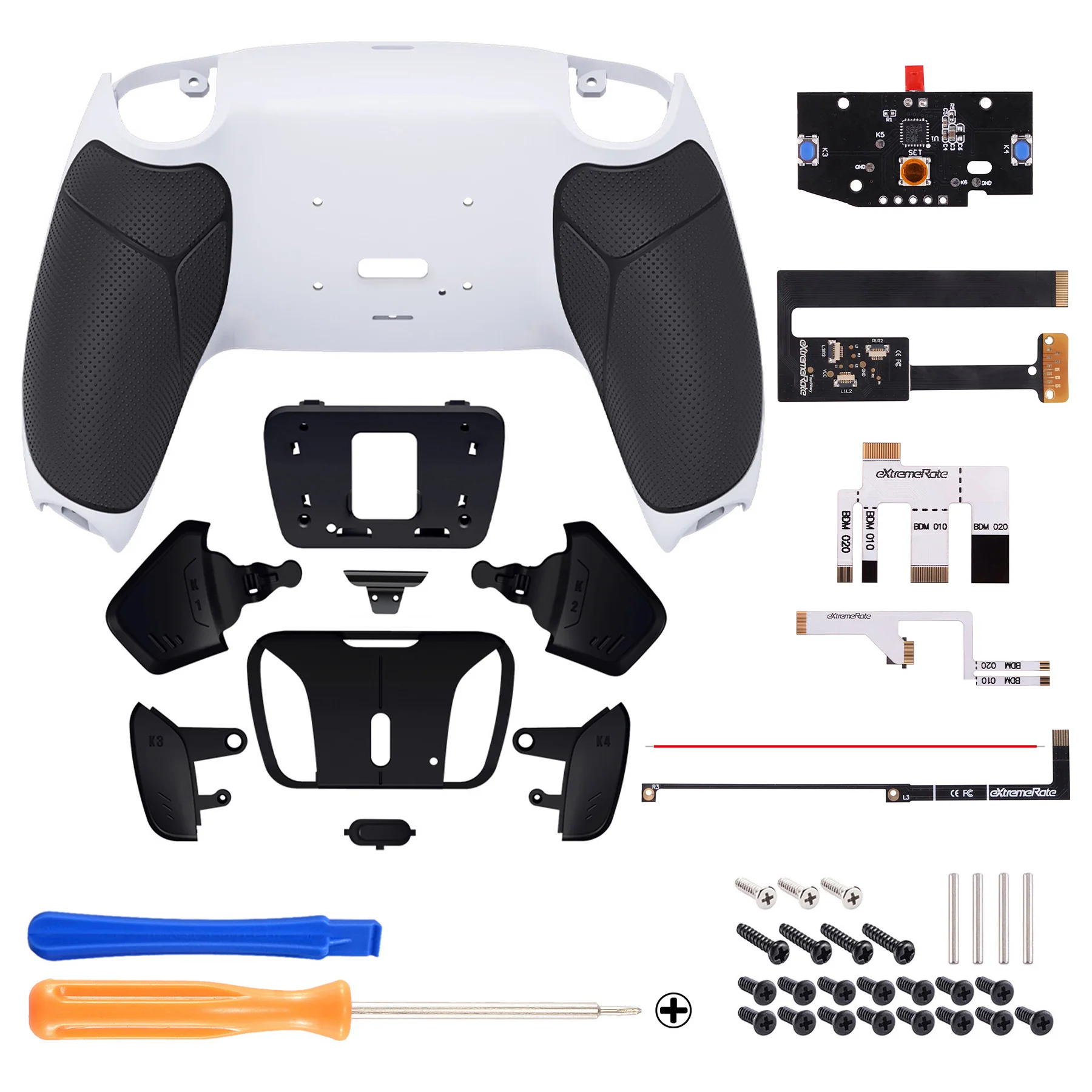 eXtremeRate Remappable RISE4 Remap Kit for PS5 Controller BDM-010/020 - Rubberized Black Grip with Black Back Paddles - Image 2