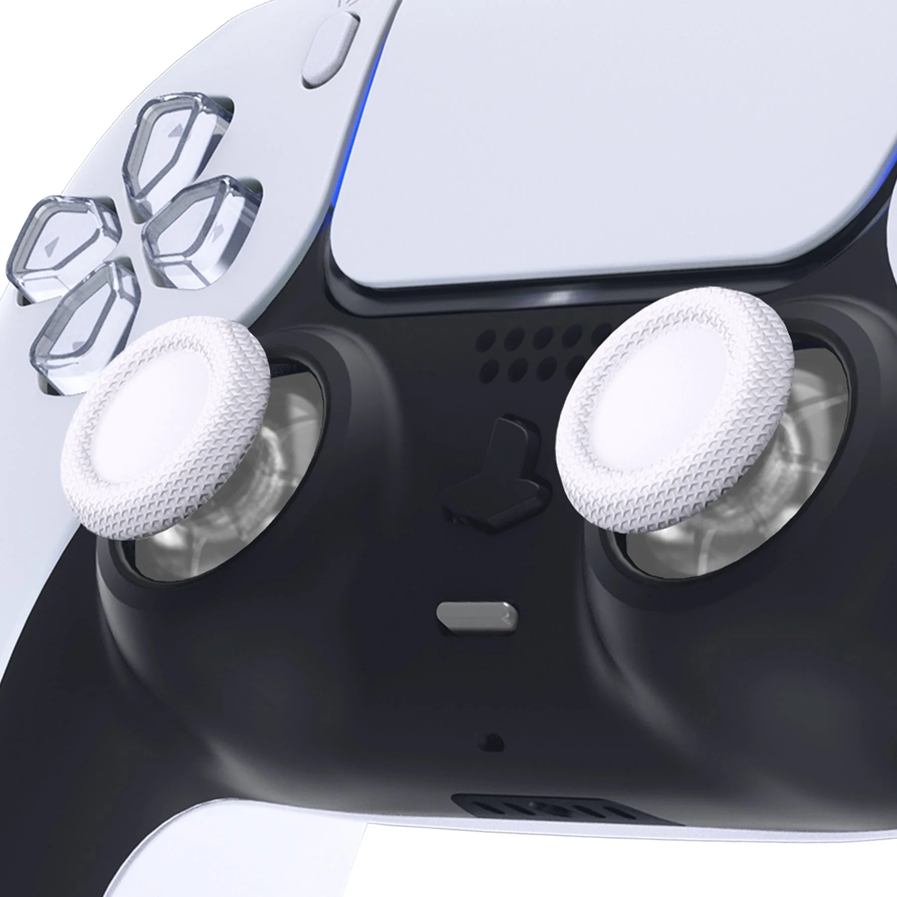 eXtremeRate Replacement Dual-Color Thumbsticks Analog Stick Joystick Compatible with PS5 & PS4 All Model Controller - White & Clear - Image 2