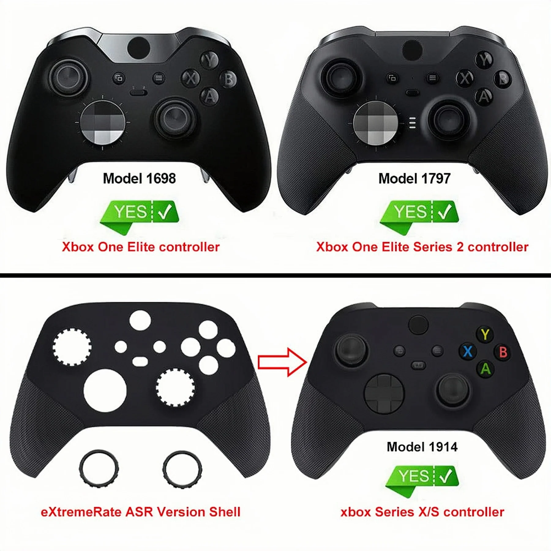 eXtremeRate Custom Accent Rings for Xbox Elite Series 2 Core & for Elite Series 2 & for Xbox One Elite Controller, Compatible with eXtremeRate ASR Version Shell for Xbox Series X/S Controller - White - Image 3