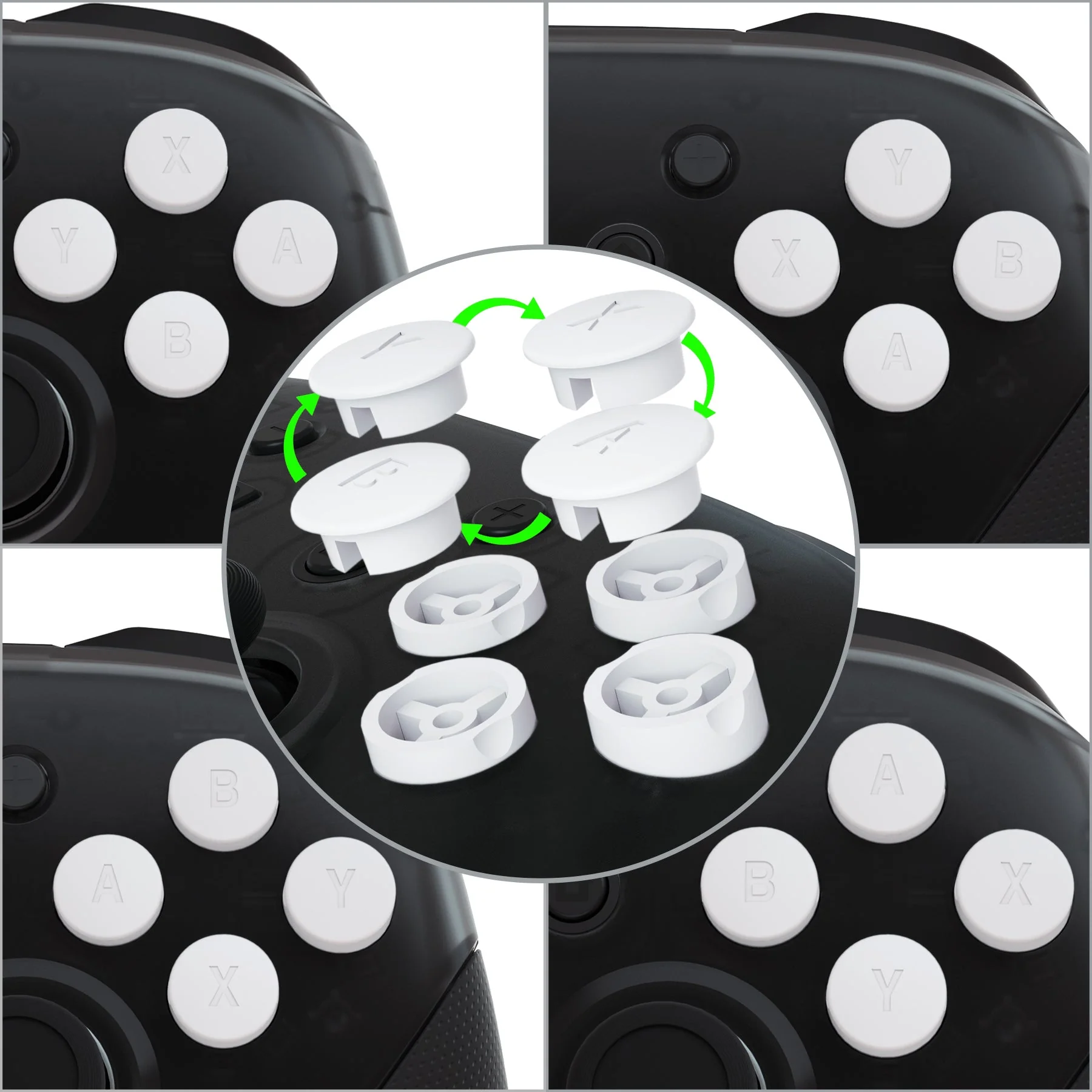 eXtremeRate Replacement Interchangeable ABXY Buttons for Nintendo Switch Pro Controller - White - Image 2