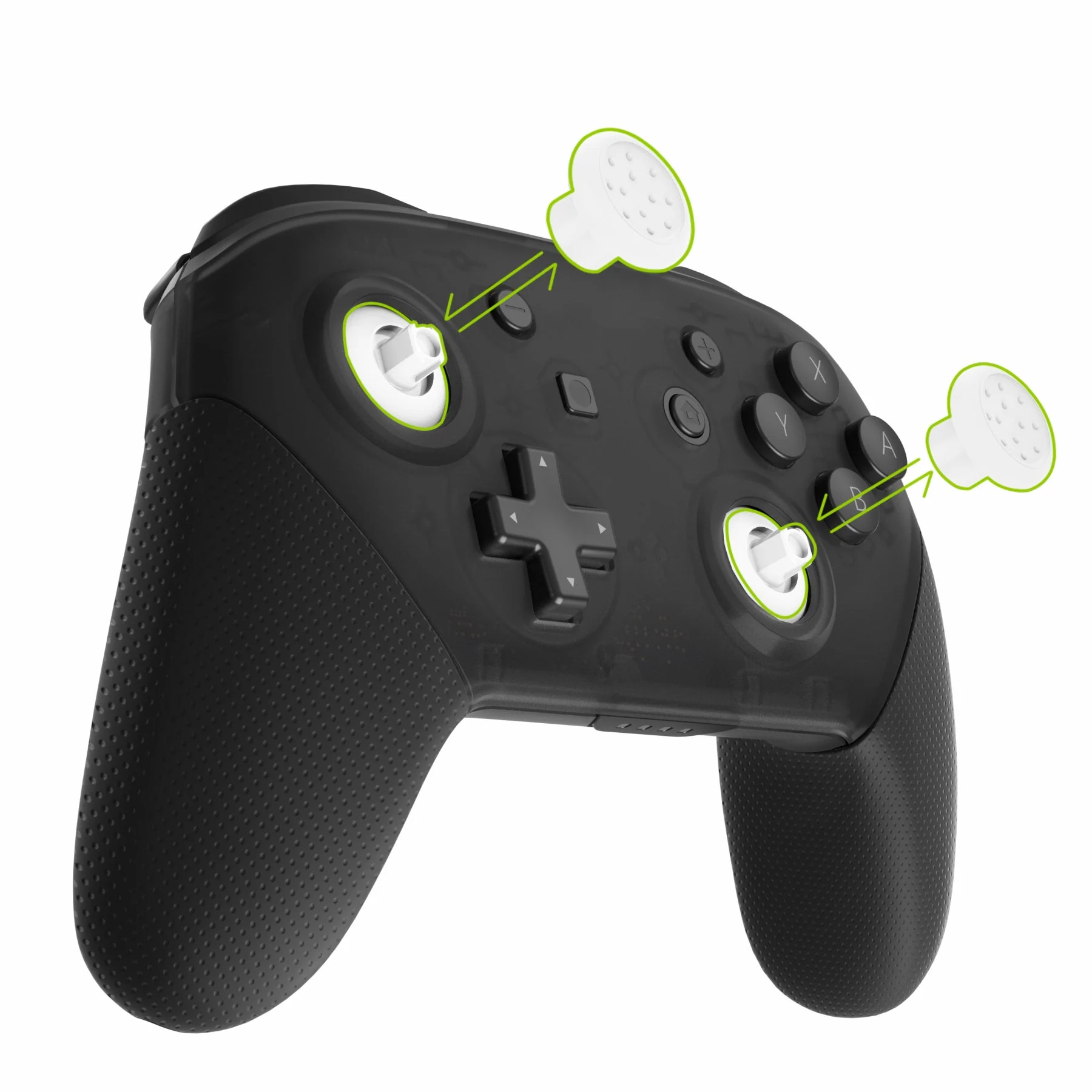 eXtremeRate Interchangeable Ergonomic Thumbsticks with 3 Height Domed and Concave Grips for Nintendo Switch Pro Controller - White - Image 2