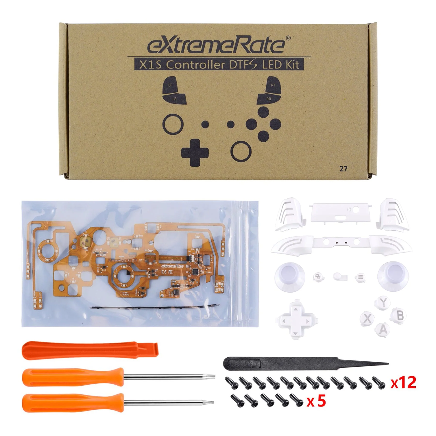 eXtremeRate Multi-Colors Luminated Buttons DTFS (DTF 2.0) LED Kit for Xbox One X & S Controller - White - Image 5