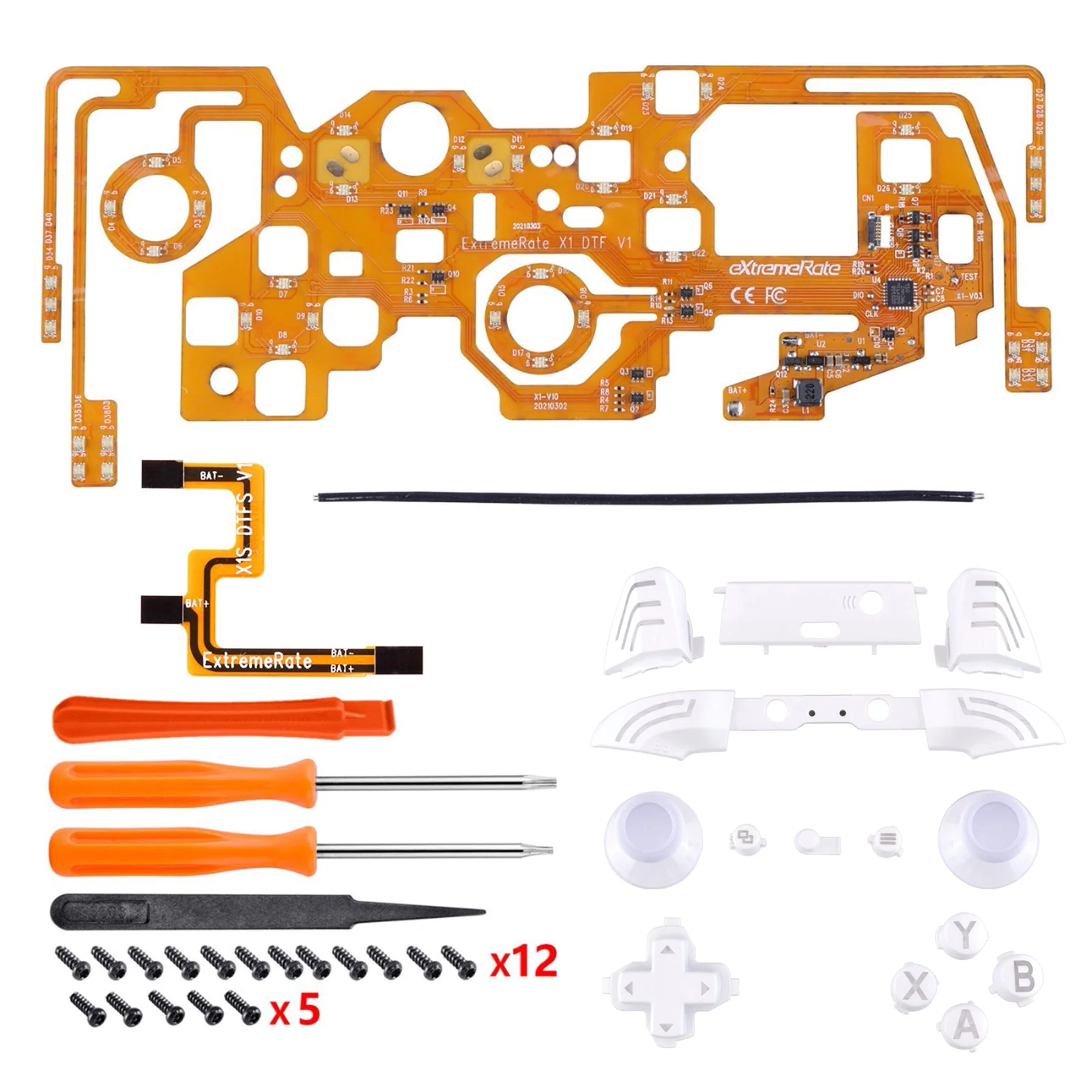 eXtremeRate Multi-Colors Luminated Buttons DTFS (DTF 2.0) LED Kit for Xbox One X & S Controller - White - Image 6