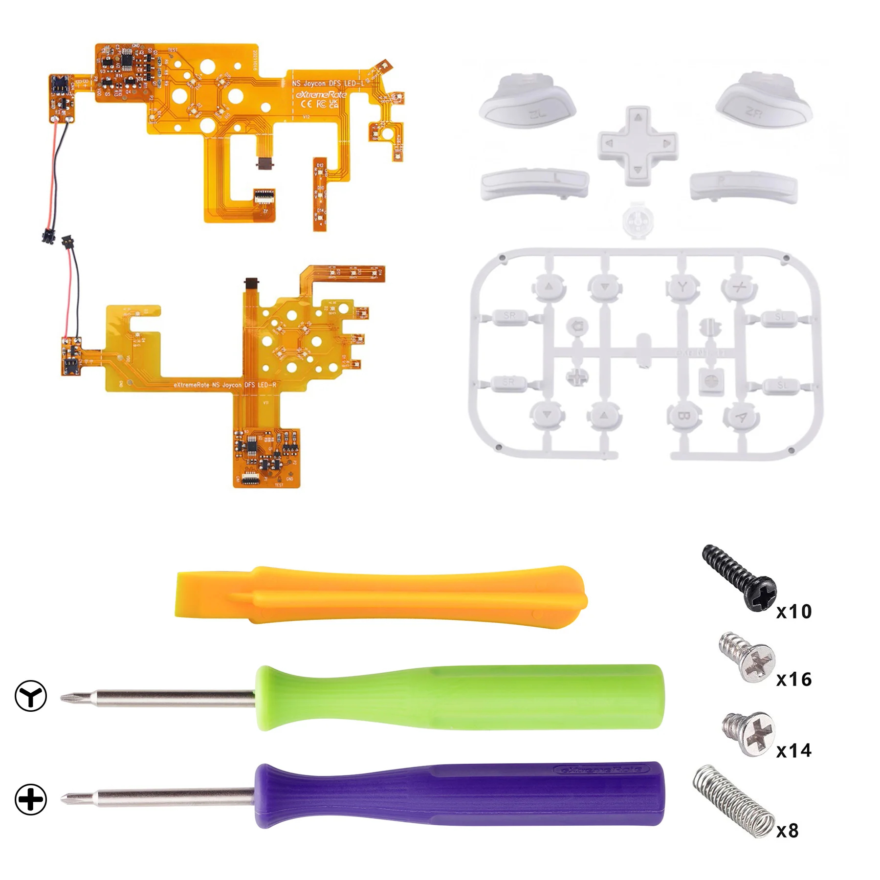 eXtremeRate Multi-Colors Luminated Buttons DFS LED Kit for NS Switch  & Switch OLED Model Joycon - White - Image 4