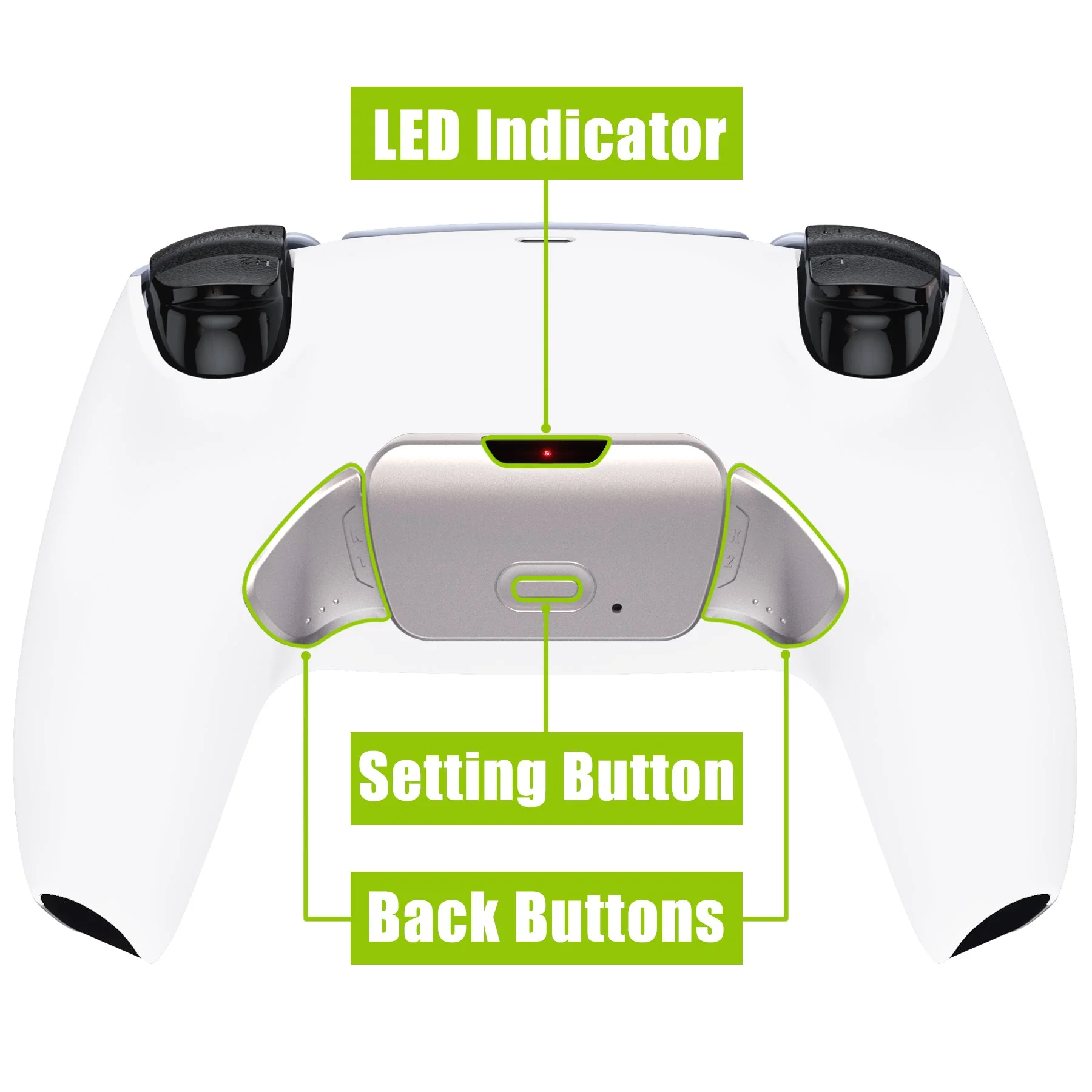 eXtremeRate Silver Real Metal Buttons (RMB) Version RISE 2.0 Remap Kit for PS5 Controller BDM-010/020 - White - Image 4