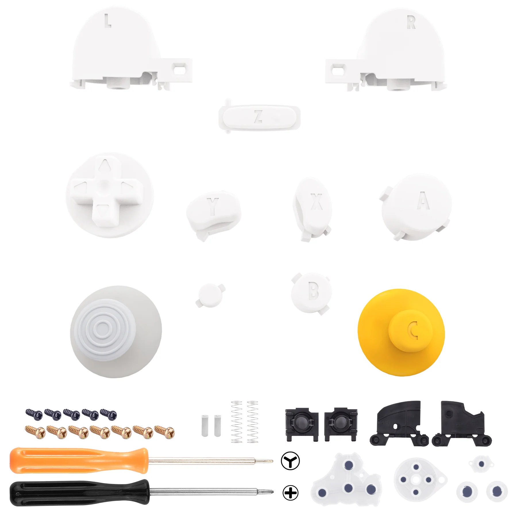 eXtremeRate DIY Replacement Full Set Buttons & Thumbsticks for Nintendo GameCube Controller NGC - White - Image 2