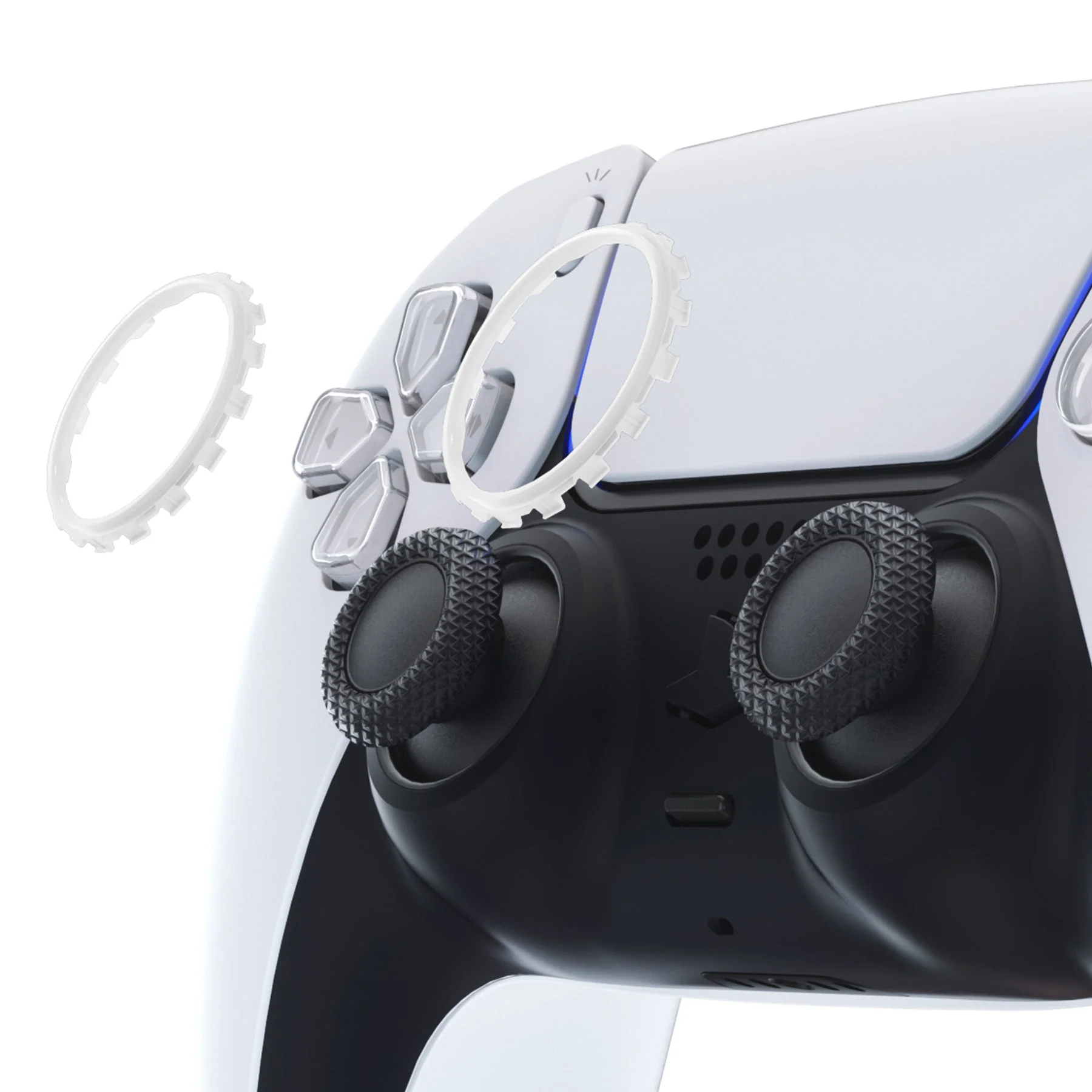 eXtremeRate Custom Replacement Accent Rings for PS5 Controller - White - Image 4