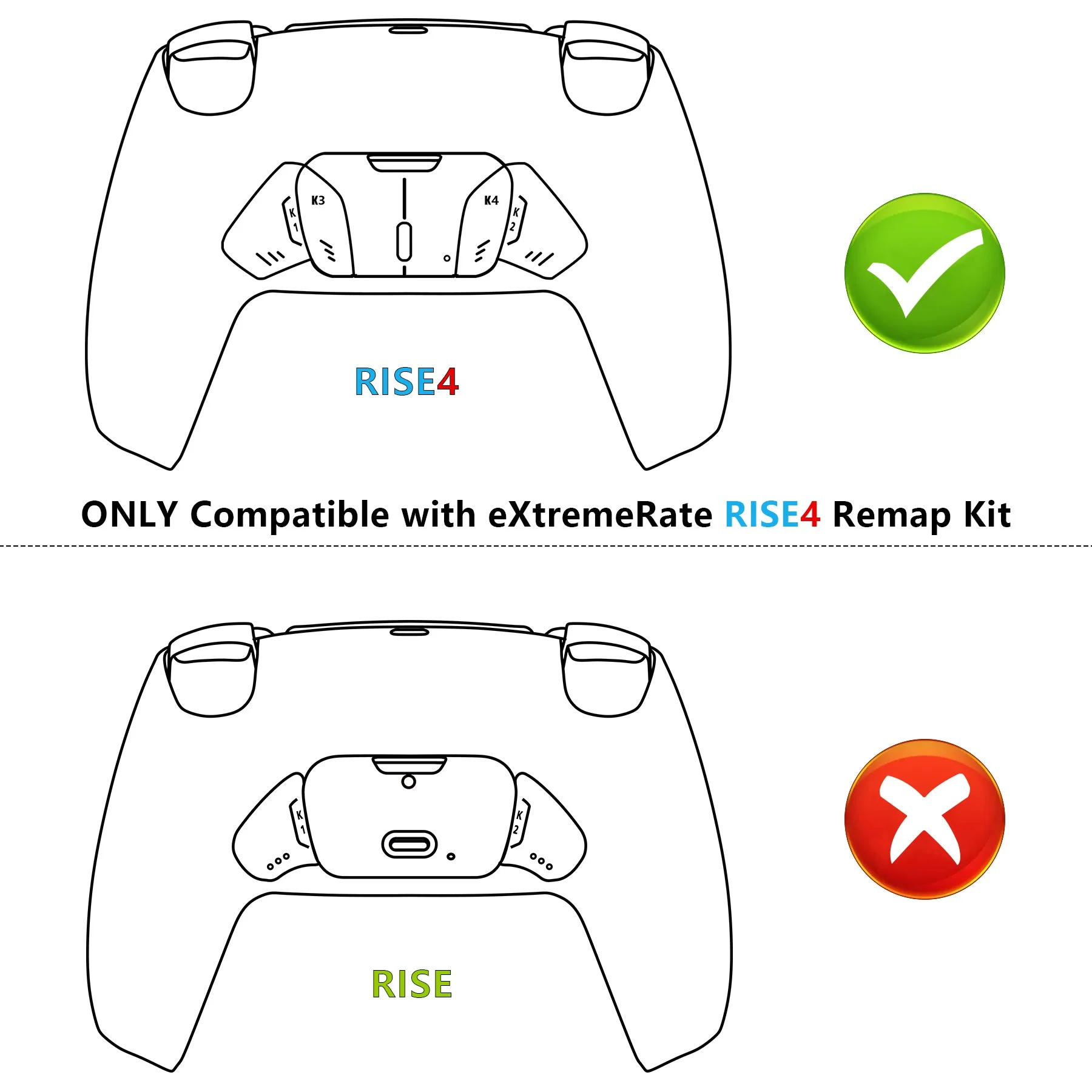 eXtremeRate Replacement Redesigned K1 K2 K3 K4 Back Buttons Housing Shell for eXtremeRate RISE4 Remap Kit, Compatible with PS5 Controller - White - Image 3