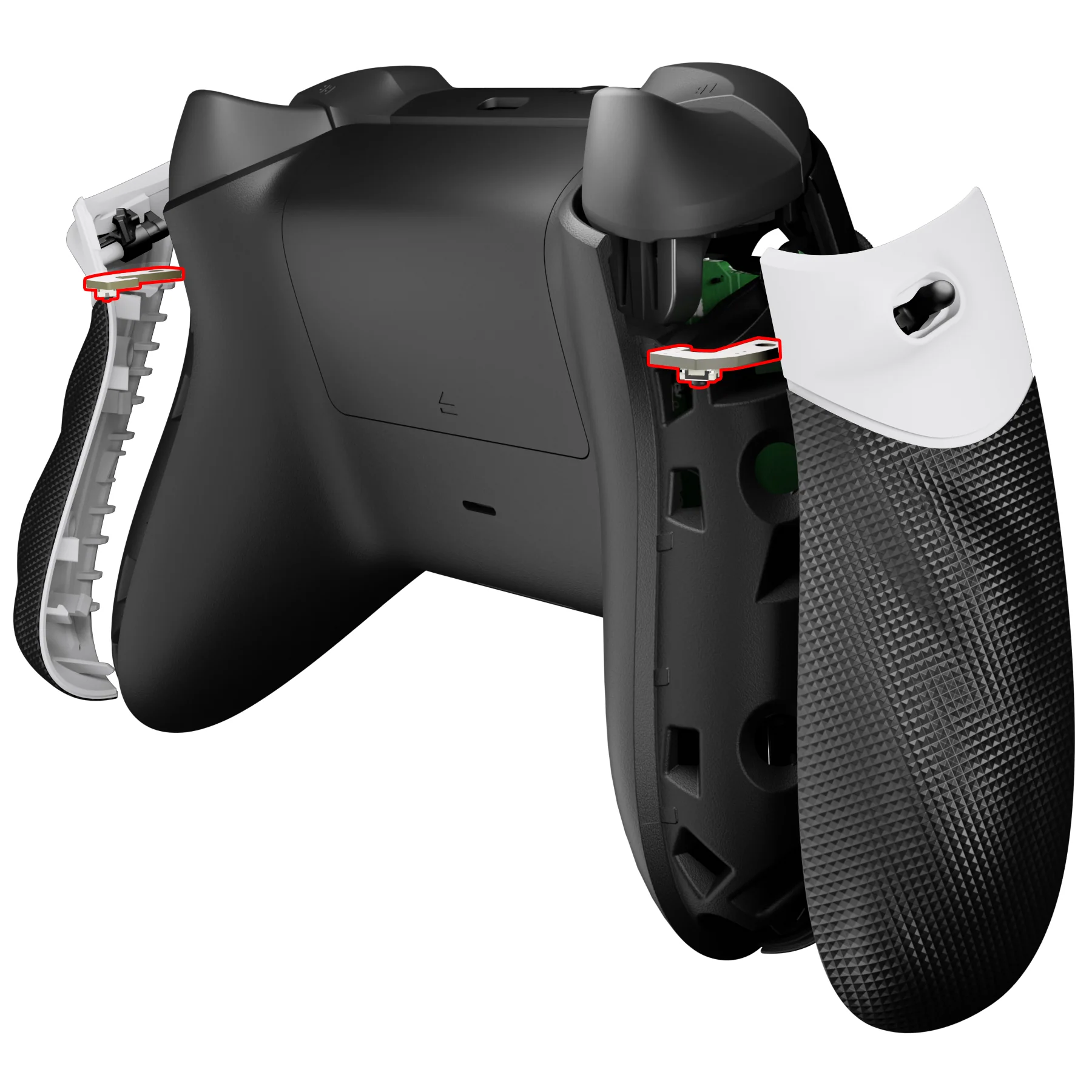 eXtremeRate FLEXOR Clicky Rubberized Side Rails Grips Trigger Stop Kit for Xbox Series X/S Controller & Xbox Core Controller - White - Image 4