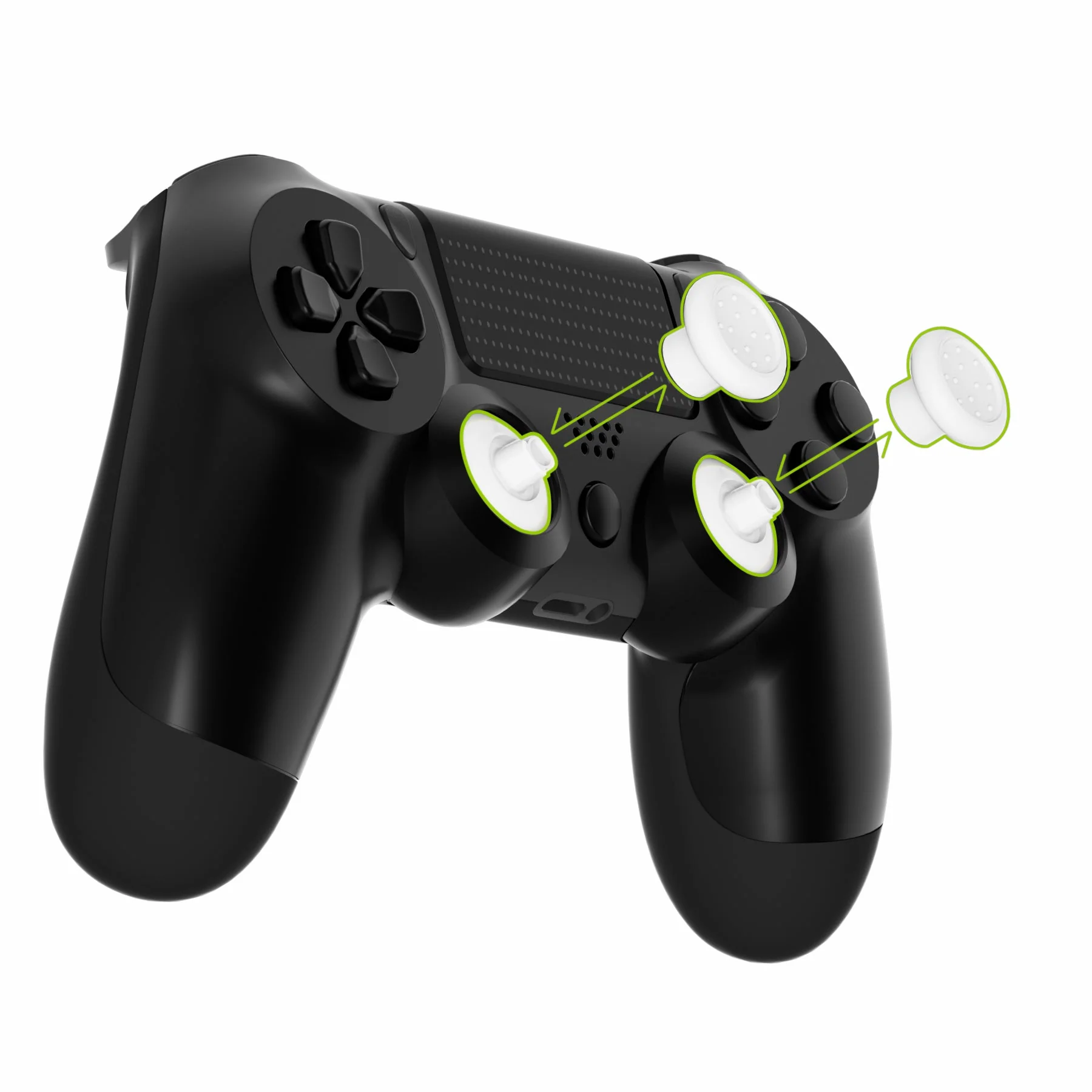 eXtremeRate ThumbsGear Interchangeable Ergonomic Thumbstick with 3 Height Domed and Concave Grips Adjustable Joystick for PS5 & PS4 Controller - White - Image 3