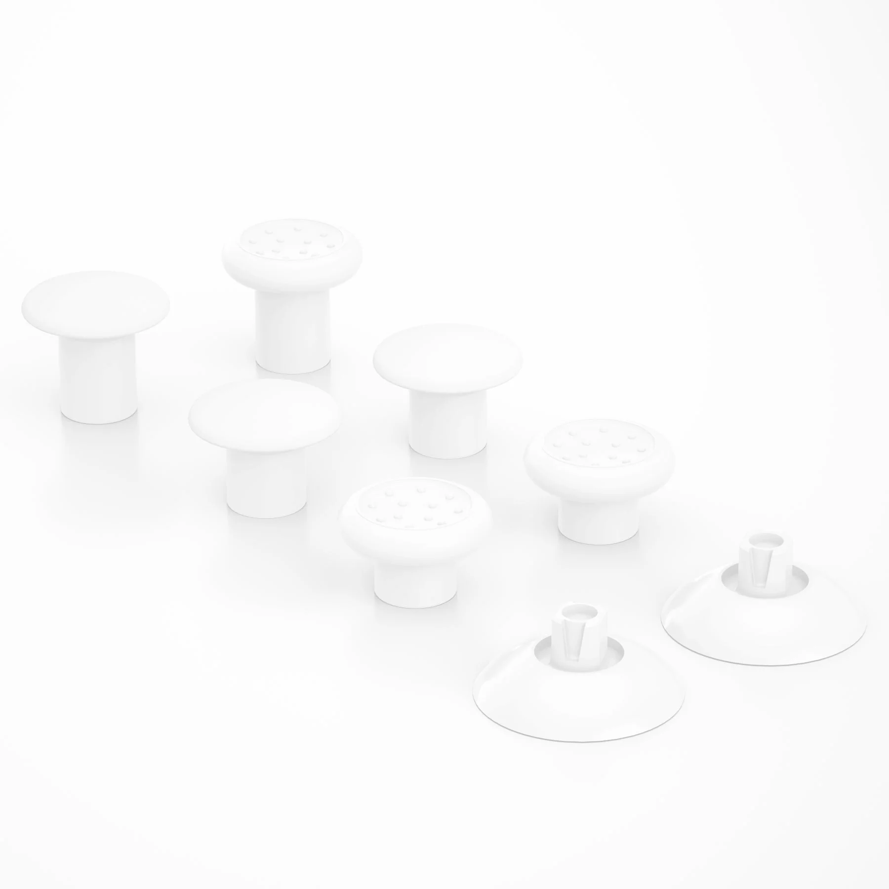 eXtremeRate ThumbsGear Interchangeable Ergonomic Thumbstick with 3 Height Domed and Concave Grips Adjustable Joystick for PS5 & PS4 Controller - White - Image 7