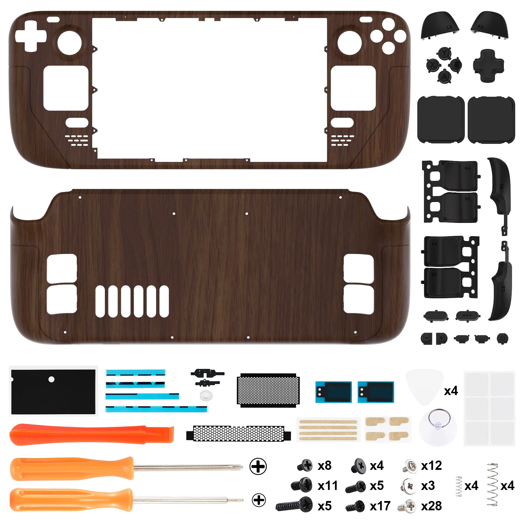 eXtremeRate Custom Full Set Shell with Buttons for Steam Deck LCD - Wood Grain - Image 4