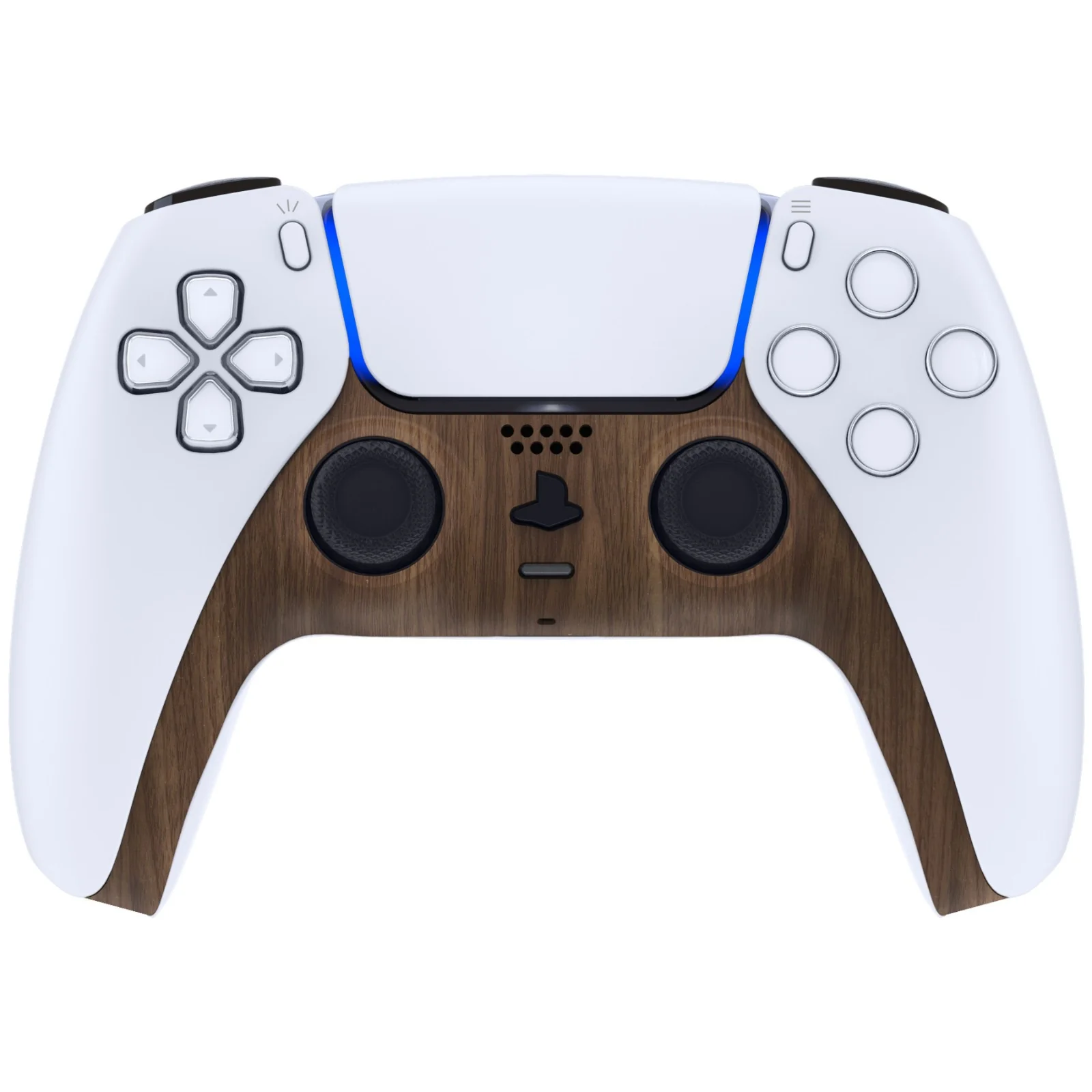 eXtremeRate Replacement Decorative Trim Shell with Accent Rings Compatible with PS5 Controller BDM-010/020/030/040/050 - Wood Grain - Image 2
