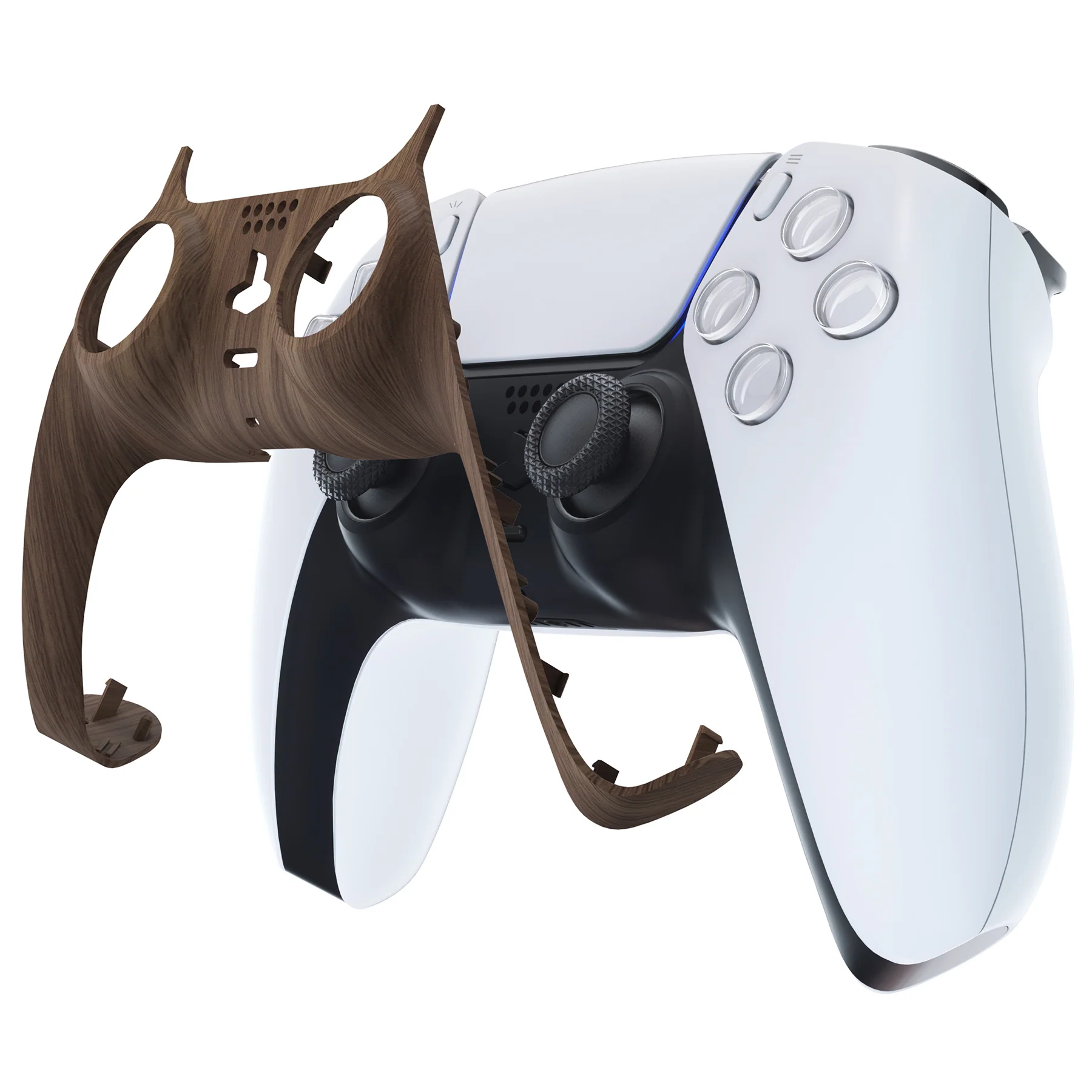 eXtremeRate Replacement Decorative Trim Shell with Accent Rings Compatible with PS5 Controller BDM-010/020/030/040/050 - Wood Grain - Image 7