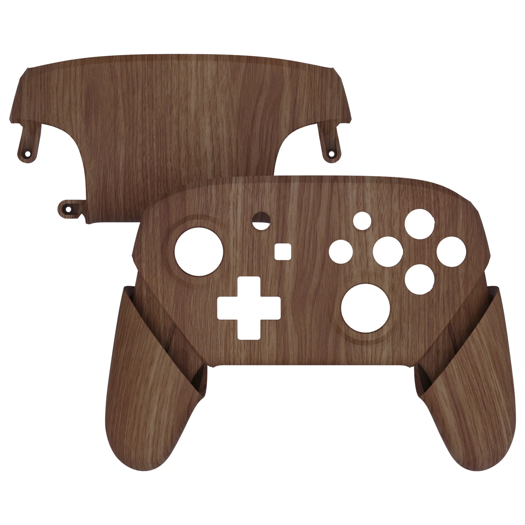 eXtremeRate Replacement Full Set Shell Faceplate Backplate Handles for Nintendo Switch Pro - Wood Grain - Image 3