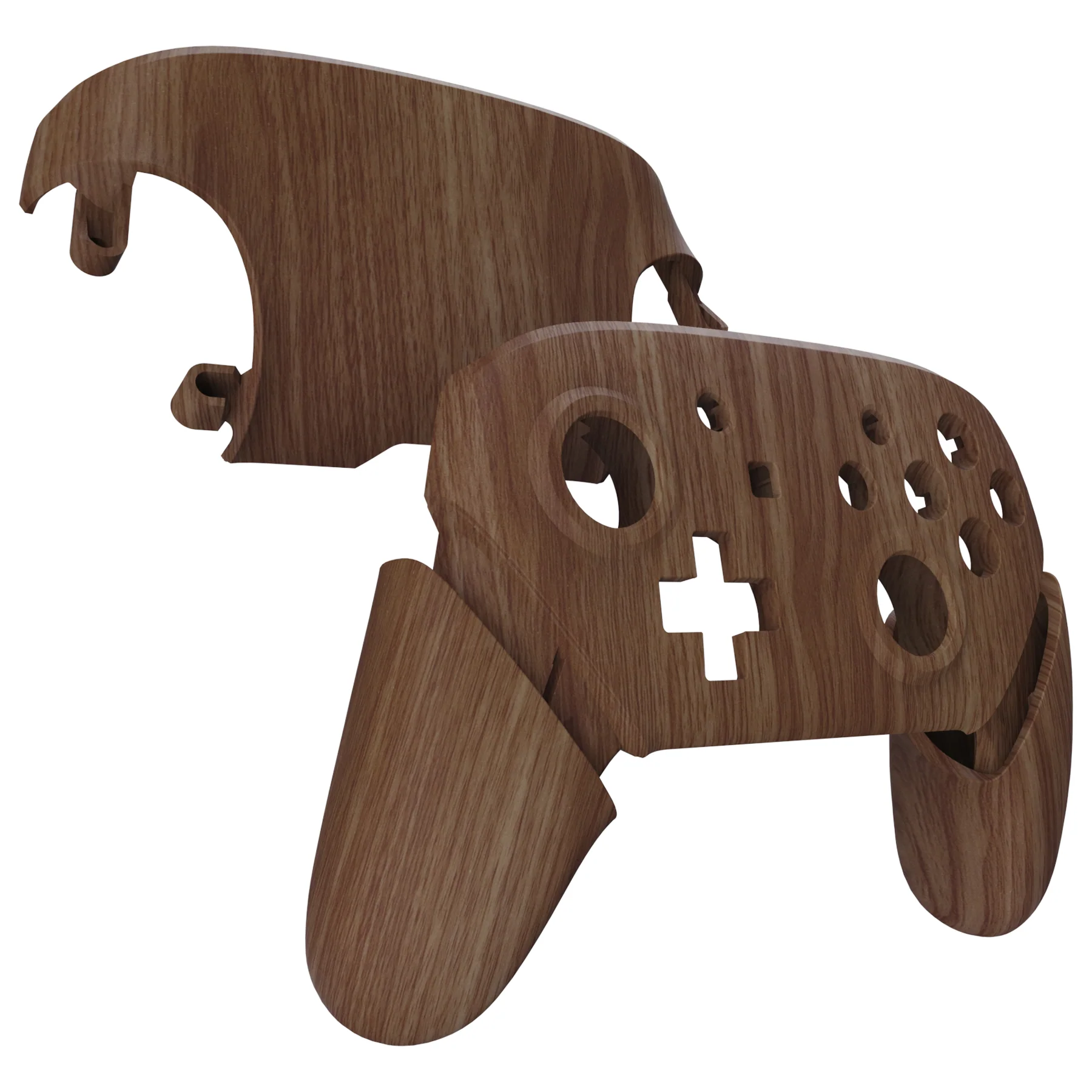 eXtremeRate Replacement Full Set Shell Faceplate Backplate Handles for Nintendo Switch Pro - Wood Grain - Image 4
