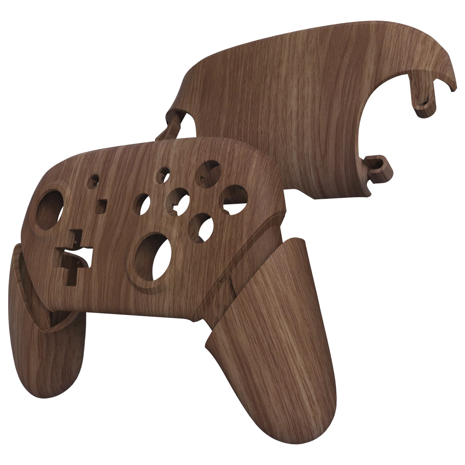 eXtremeRate Replacement Full Set Shell Faceplate Backplate Handles for Nintendo Switch Pro - Wood Grain - Image 5