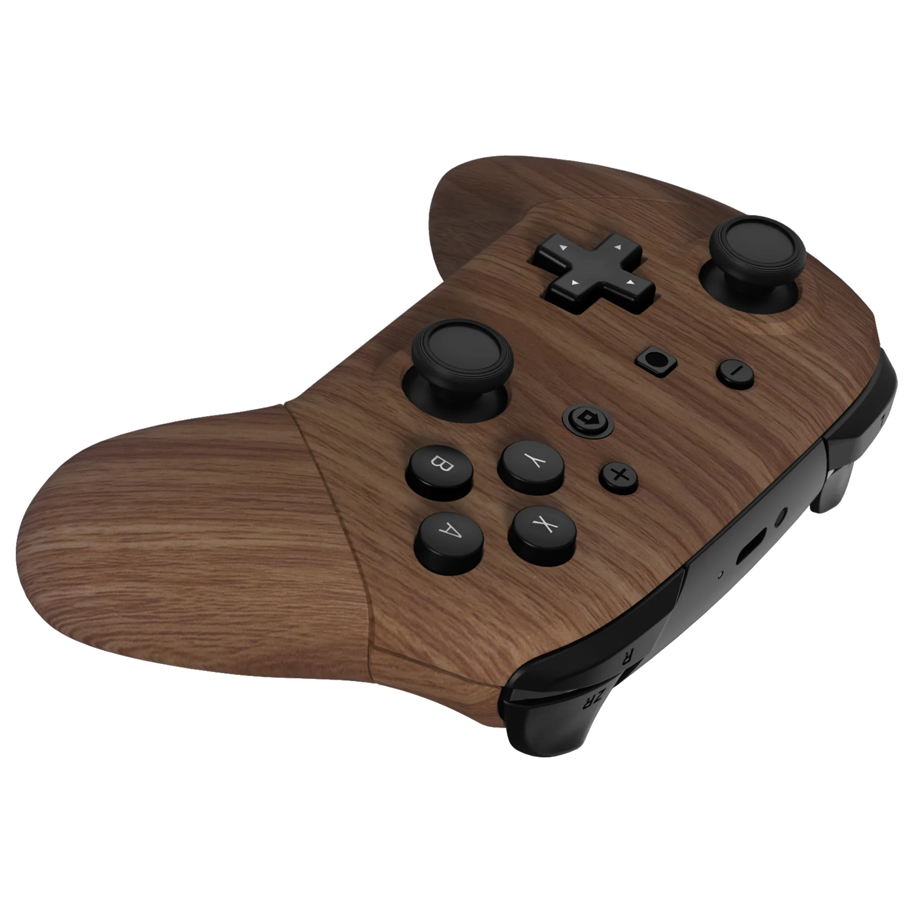 eXtremeRate Replacement Full Set Shell Faceplate Backplate Handles for Nintendo Switch Pro - Wood Grain - Image 7