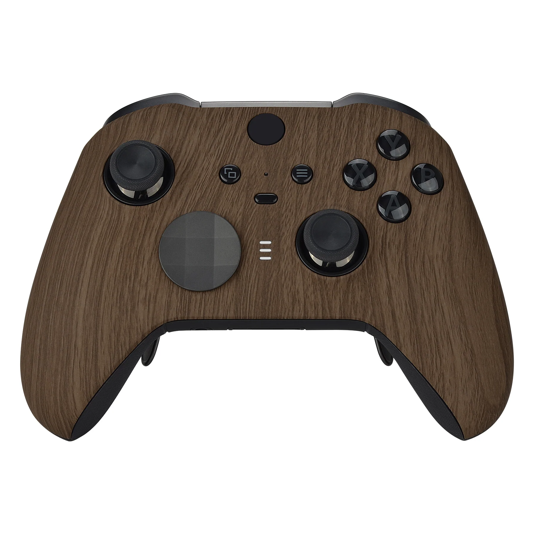 eXtremeRate Replacement Front Housing Shell Case with Accent Rings for Xbox One Elite Series 2 & Elite 2 Core Controller (Model 1797) - Wood Grain - Image 2