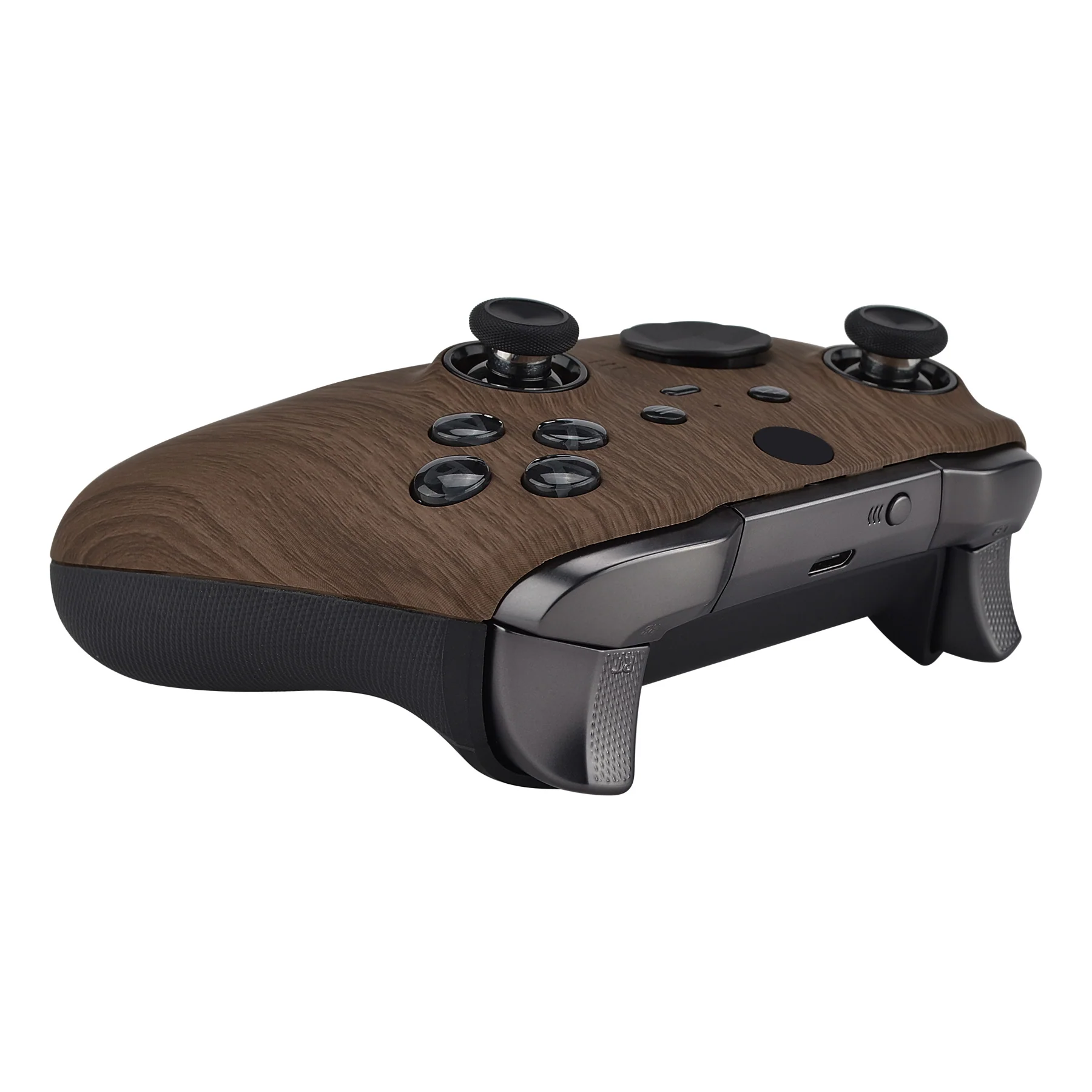 eXtremeRate Replacement Front Housing Shell Case with Accent Rings for Xbox One Elite Series 2 & Elite 2 Core Controller (Model 1797) - Wood Grain - Image 7