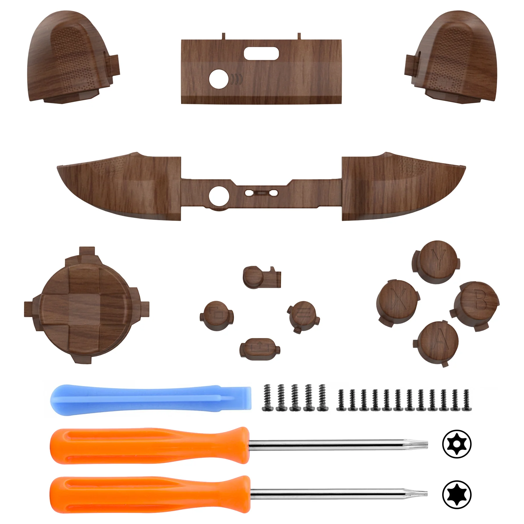 eXtremeRate Replacement Full Set Buttons for Xbox Series X & S Controller - Wood Grain - Image 7