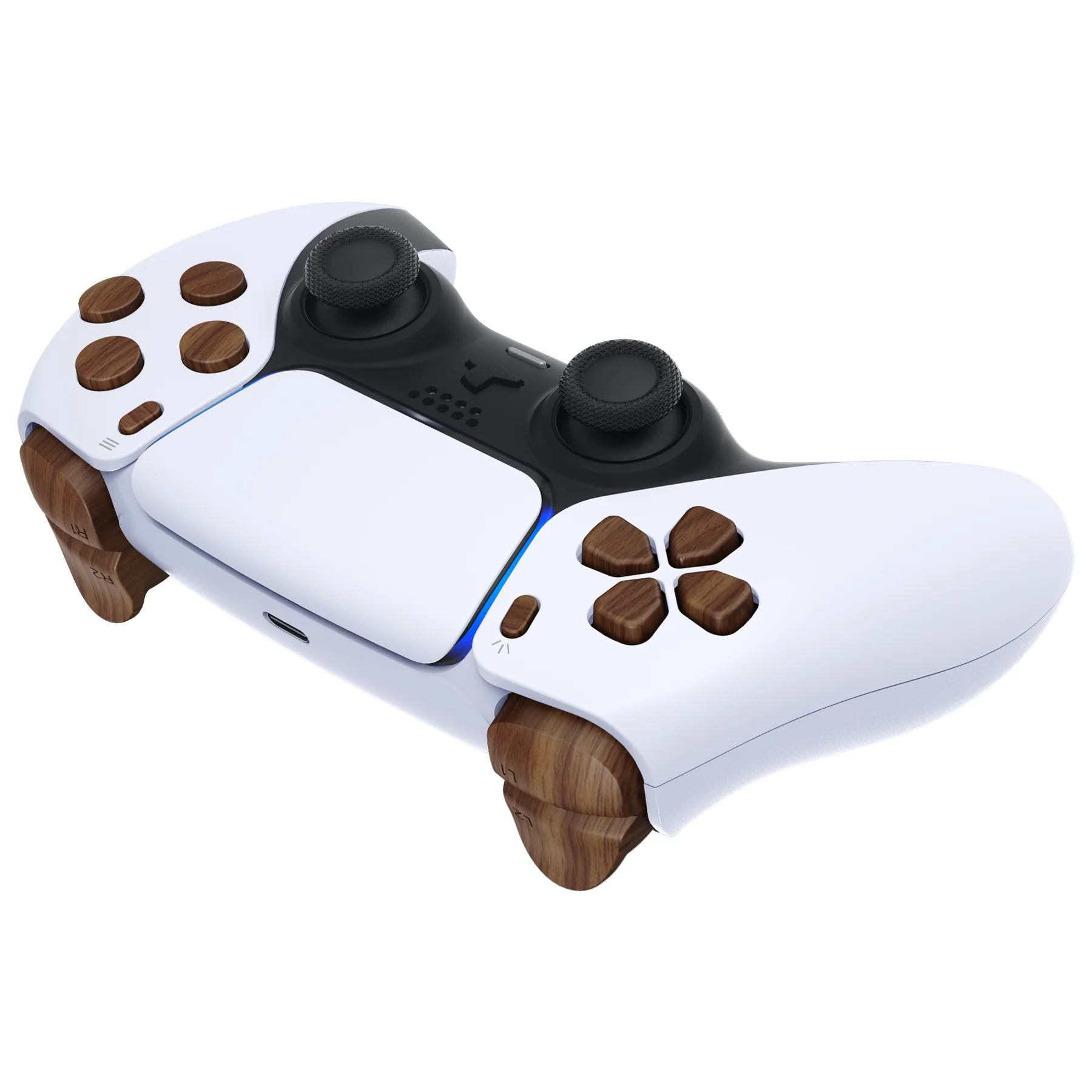 eXtremeRate Replacement Full Set Buttons Compatible with PS5 Controller BDM-030/040/050/060 - Wood Grain - Image 7