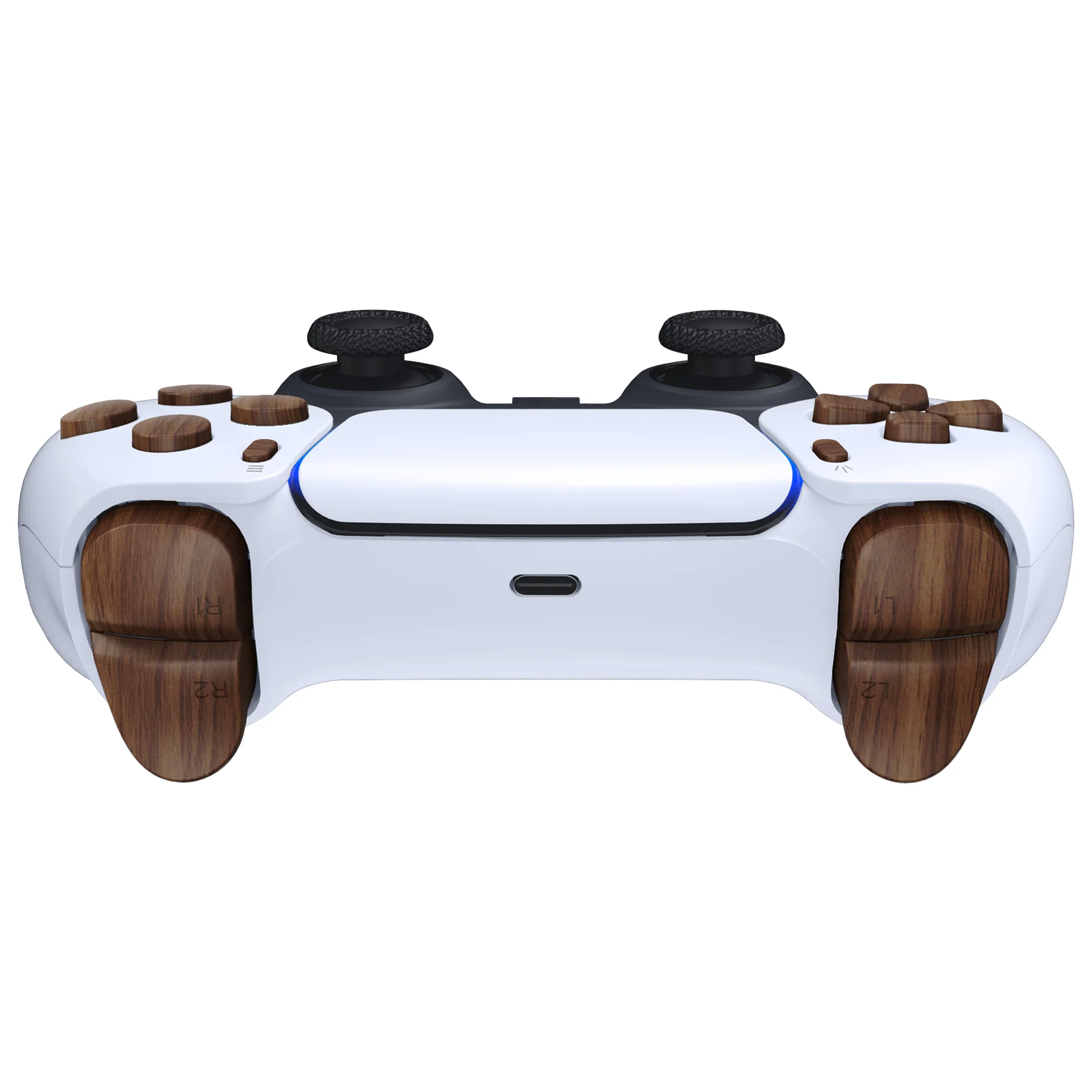 eXtremeRate Replacement Full Set Buttons Compatible with PS5 Controller BDM-030/040/050/060 - Wood Grain - Image 8