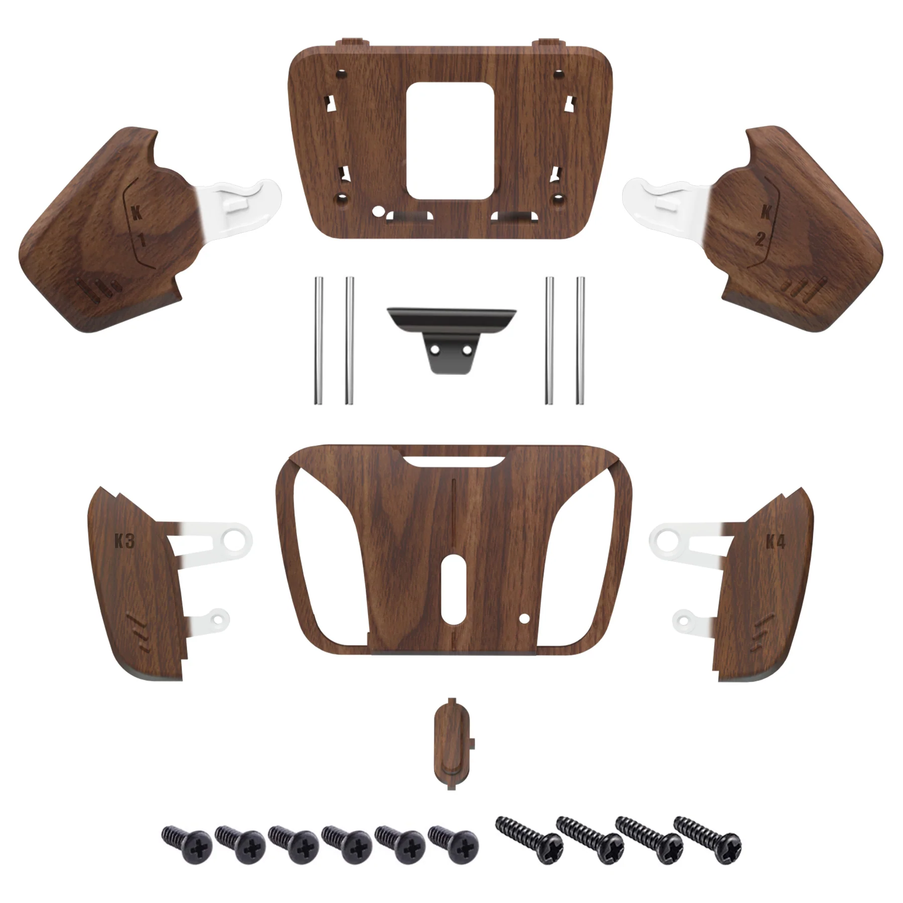 eXtremeRate Replacement Redesigned K1 K2 K3 K4 Back Buttons Housing Shell for eXtremeRate RISE4 Remap Kit, Compatible with PS5 Controller - Wood Grain - Image 2