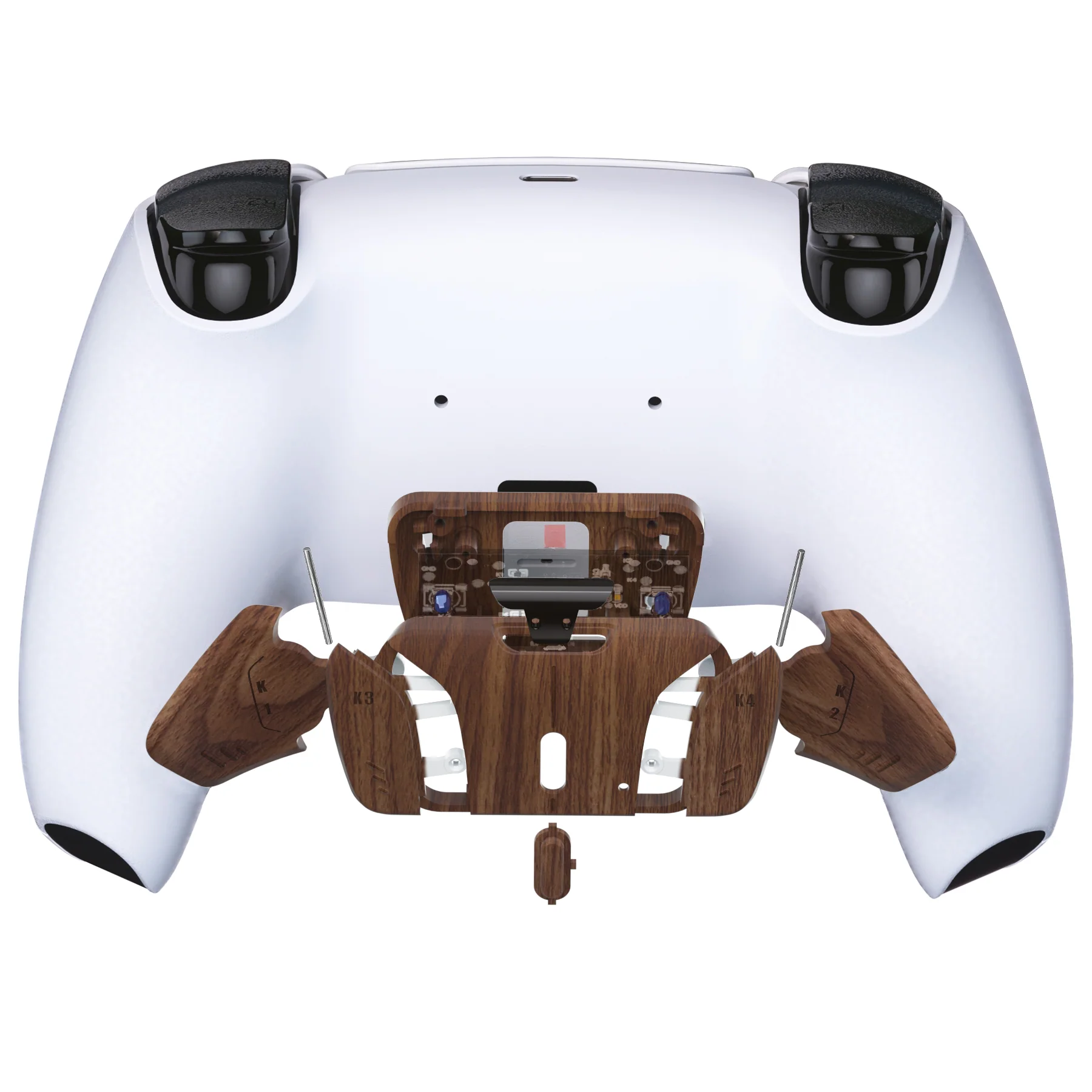 eXtremeRate Replacement Redesigned K1 K2 K3 K4 Back Buttons Housing Shell for eXtremeRate RISE4 Remap Kit, Compatible with PS5 Controller - Wood Grain - Image 5