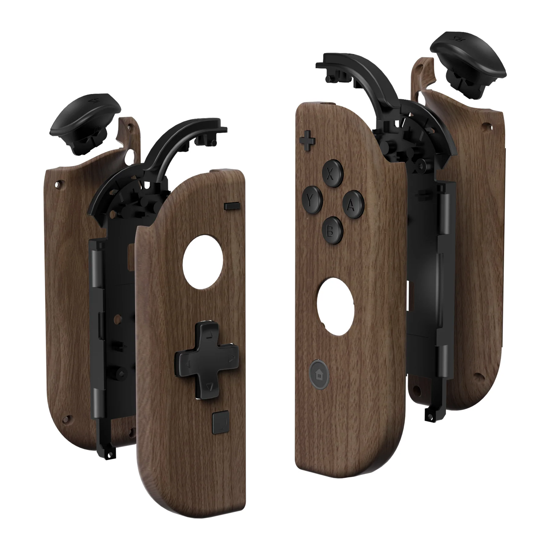eXtremeRate Dpad Version Replacement Full Set Shell Case with Buttons for Joycon of NS Switch - Wood Grain - Image 11