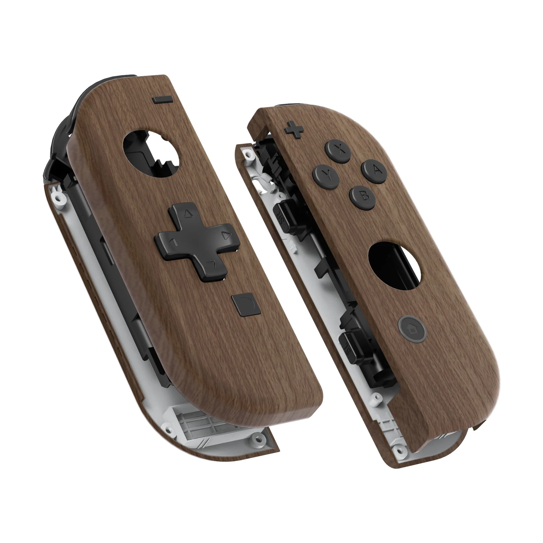 eXtremeRate Dpad Version Replacement Full Set Shell Case with Buttons for Joycon of NS Switch - Wood Grain - Image 12